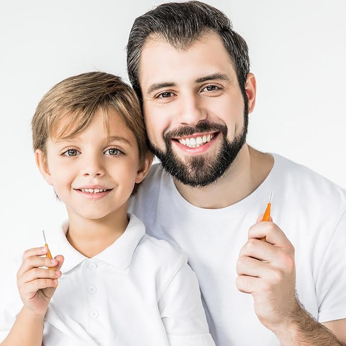 BBTO 100 Pcs Braces Dental Brush Flosser for Cleaner Interdental Brush Toothpick Tooth Flossing Head Oral Dental Toothpick Cleaners Cleaning Tool(Orange)