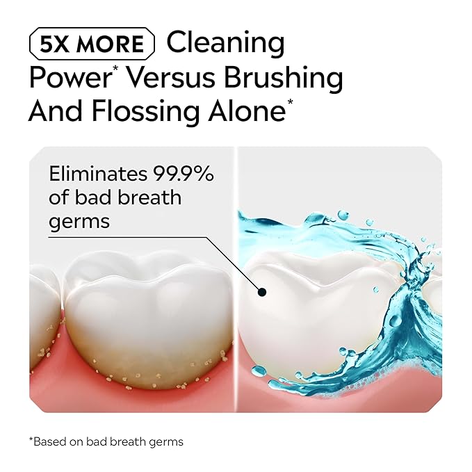 Listerine Gum Therapy Antiplaque & Anti-Gingivitis Mouthwash, Oral Rinse to Help Reverse Signs of Gingivitis Like Bleeding Gums, ADA Accepted, Glacier Mint, Twin Pack, 2 x 1 L