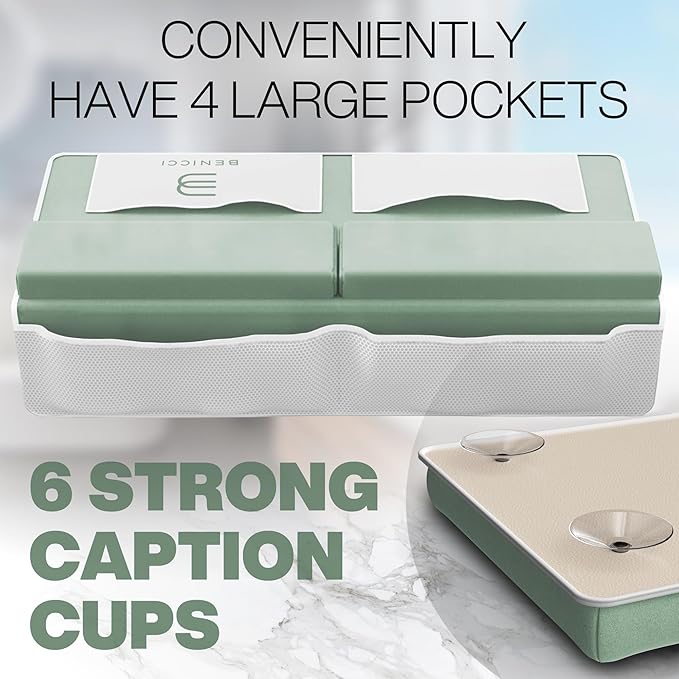 Comfortable Bath Kneeler and Elbow Kneeling Rest Pad for Baby Bathing Parents - Painless Foam Mat with Toy Organizer Pockets - Quick Drying, Foldable, Non-Slip for Baby and Toddler Bathing - Green