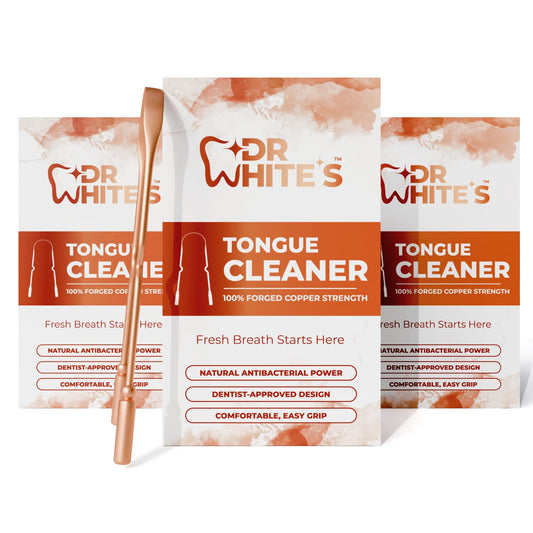 Dr. White’s Copper Tongue Cleaner – Dentist-Formulated Dual-Grip Design for Fresh Breath & Everyday Oral Detox – 100% Forged Copper, For Adults & Kids, Rust-Resistant, Built to Last (3-Pack)