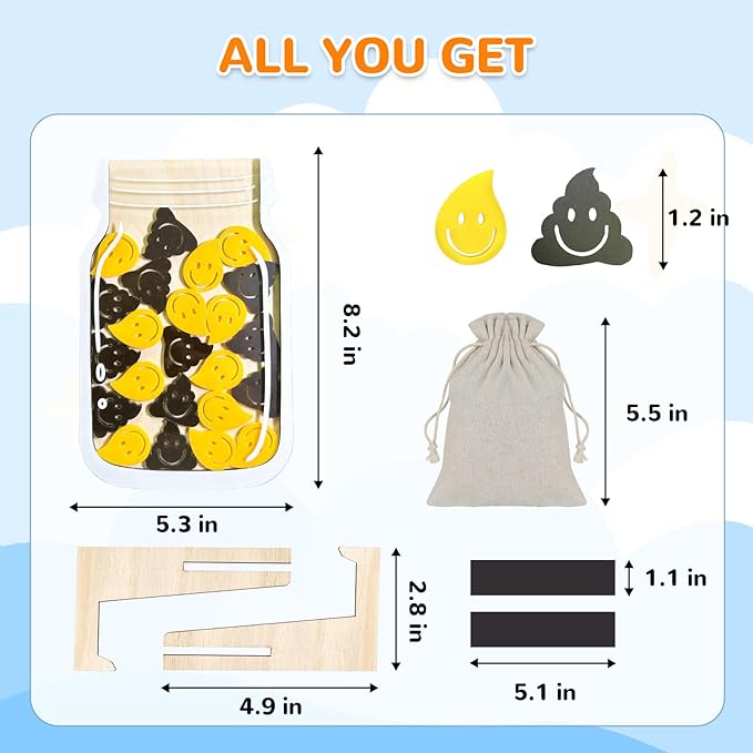 Reward Jar for Kids – Magnetic Wooden Behavior Chart and Incentive Jar with 25 Tokens, Stickers, Stand & Magnet – Positive Reinforcement Tool for Home, Toddlers or Classroom (Drop & Plop)