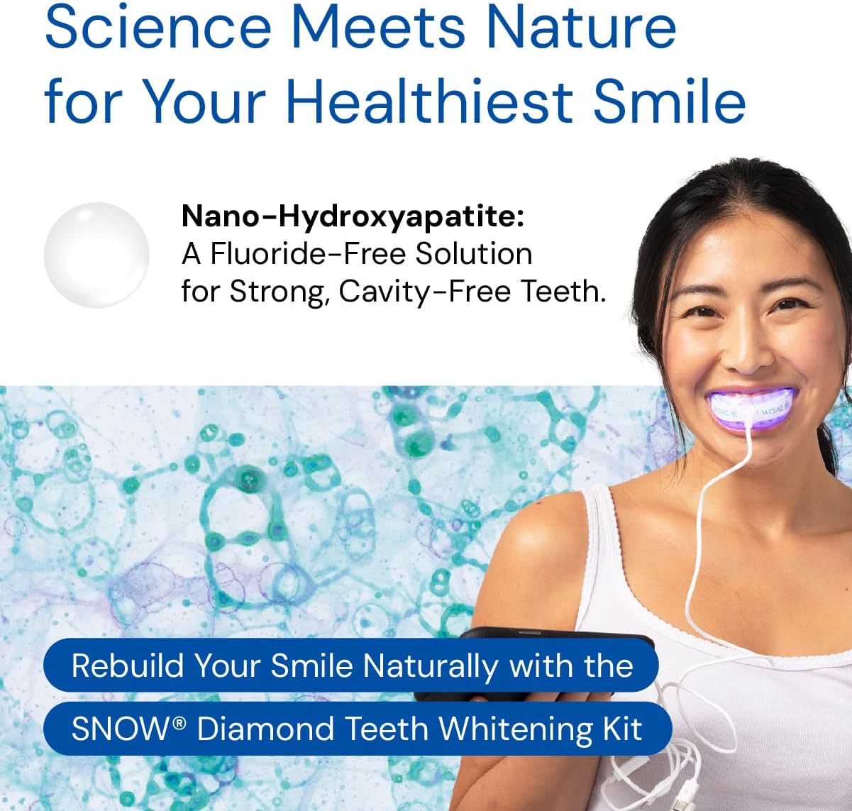 Snow Teeth Whitening Kit - Snow Teeth Whitening Serum and LED Mouthpiece Whitener, Formulated with Hydroxyapatite, Good for 6 Months - Wireless Kit with 3 Wands
