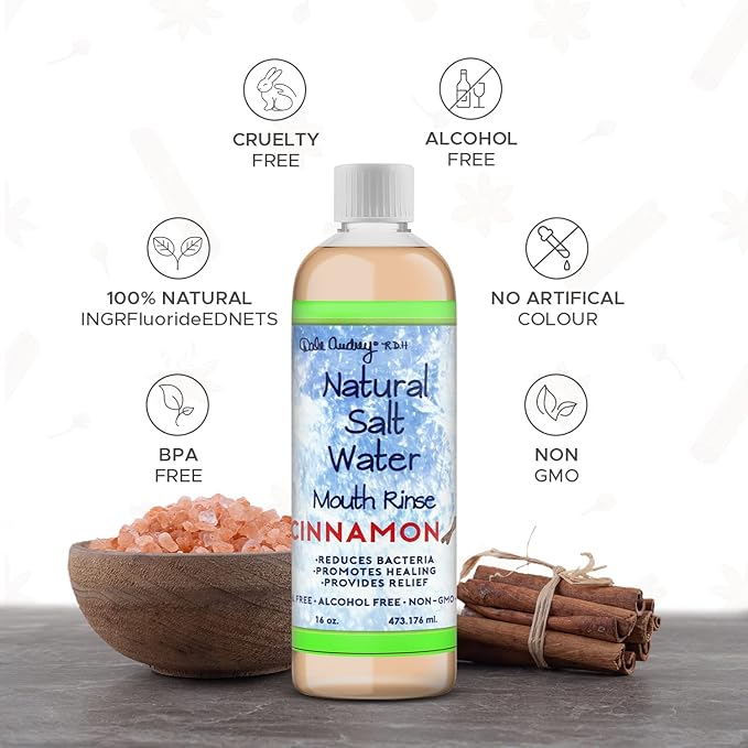 Oil Pulling Rinse & Salt Water Oral Mouth Rinse | Organic Cinnamon Sesame Oil | Organic Mouthwash for Teeth Care & Healthy Gums | Teeth Whitening & Gum Care Mouthwash, Vegan Cruelty Free Bundle Pack