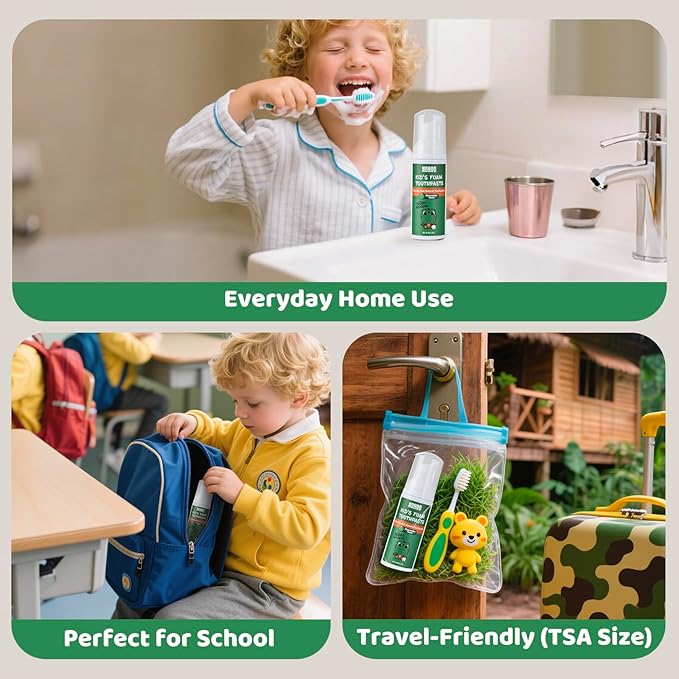 NOHOO Fluoride Free Foam Toothpaste Kids Fruit Flavour,Natural Training Toothpaste for Baby Toddler Children Oral Cleaning and Cavity Protection(2 Orange + 2 Watermelon)