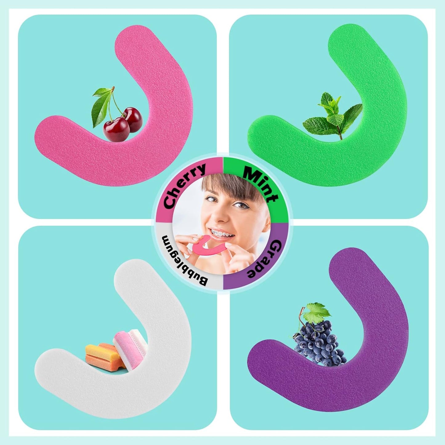 Bite Wafers for Orthodontic Braces - Therapy Wafer Latax Free, Relieve Pain from Braces, Teeth Pain Relief Chewie, Night Mouth Guard Alternative (Grape, 10 Pcs)