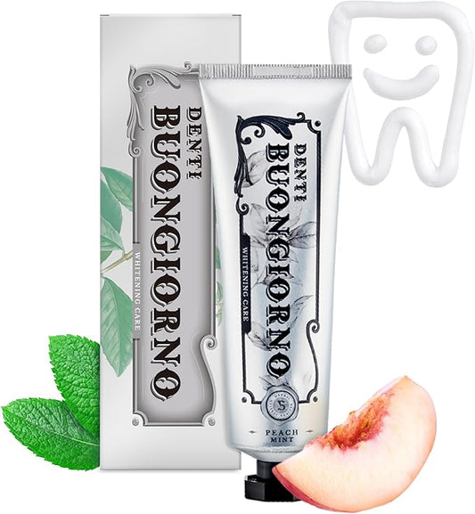 Peach Mint WHITENING Toothpaste (Peach Mint) – Natural Fluoride Korean Toothpaste for Teeth Whitening, Plaque Removal, Strengthens Enamel, Paraben & SLS Free (3.52fl oz / 100g)