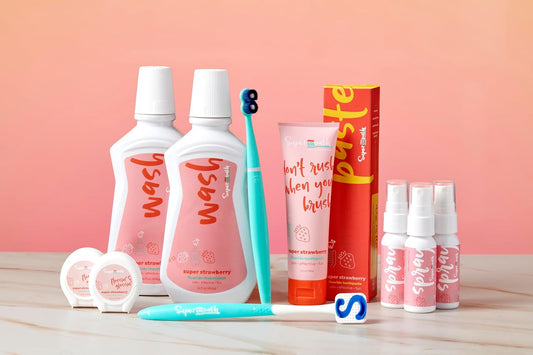 SuperMouth Fluoride Toothpaste - Adults & Kids, Fights Cavities, Whitens, Nano Hydroxyapatite, Dentist Developed, Safe Clean Ingredients, Gentle on Sensitive Teeth, Vitamins D3 & K2, 4 Tasty Flavors