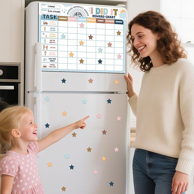 Magnetic Reward Chart for Kids at Home Boho Rainbow I Did It Motivate Behavior Reward Chart System Magnetic Behavior Tracker Boho Incentive Chore Pad to Develop Responsibility and Good Habits