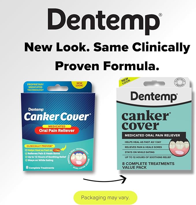 Dentemp Canker Cover - Canker Sore Medicine Pain Reliever - Canker Sore Treatment to Relieve Canker Pain, Mouth Sores & Mouth Irritation - Fast Acting Canker Sore Relief Tablets for Adults (16 Count)