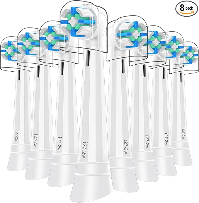 Replacement Toothbrush Heads Compatible with Oral B iO Series 2/3/4/5/6/7/8/9/10 Electric Toothbrush,Round Brush Heads for Gentle Gum Care & Deep Cleaning,White