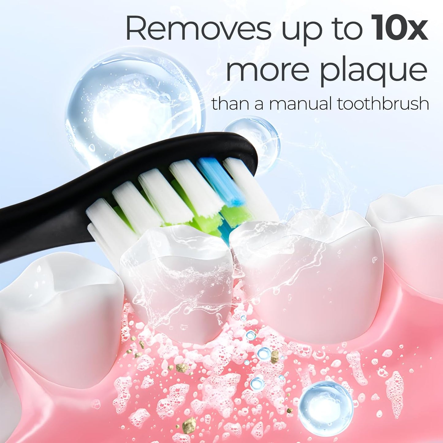 Sonic Electric Toothbrush for Adults - 5 Modes Power Sonic Rechargeable Black Electric Toothbrush with 8 Brush Heads