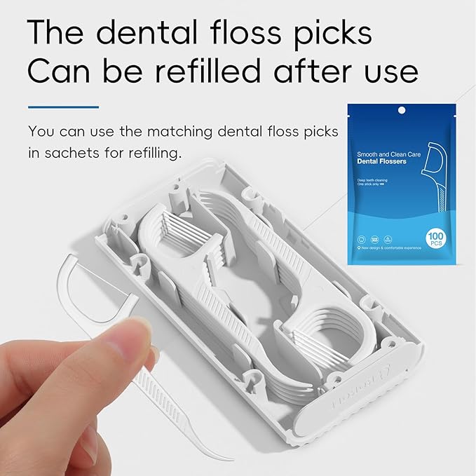 Travel Floss Picks,Best Dental Flossers for Super Clean Teeth,310 Count Portable Travel Flossers with Pink Refillable Ultra Small Dental Floss Picks Case,Pocket Toothpicks Sticks(Pink)