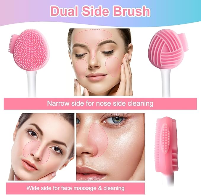 2pcs Silicone Face Scrubber Round Pads Face Mask Brush Exfoliating Lip Cleansing Facial Cleansing/Wash Brush Exfoliator Blackhead Skin Care Tool Makeup Removes Dead & Dry Skin for Women Men