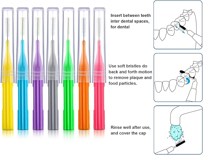 Patelai 100 Pieces Braces Brush for Cleaner Interdental Brush Toothpick Dental Flossing Head Oral Hygiene Flosser Tooth Cleaning Tool (Stylish Colors)