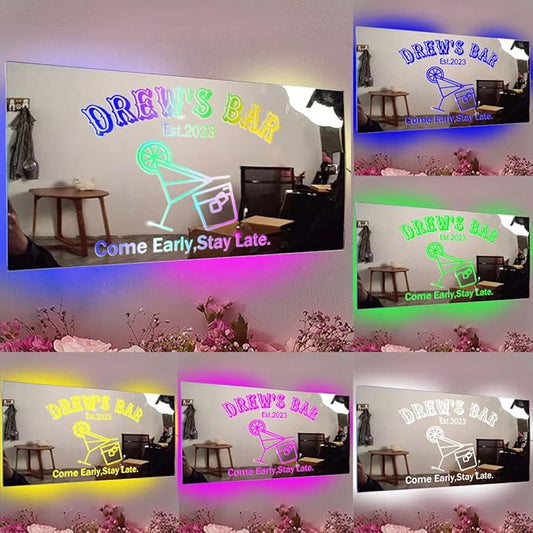 Custom LED Name Mirror Light - Multi Colour Lighting, Bar, Barber Shop Decor