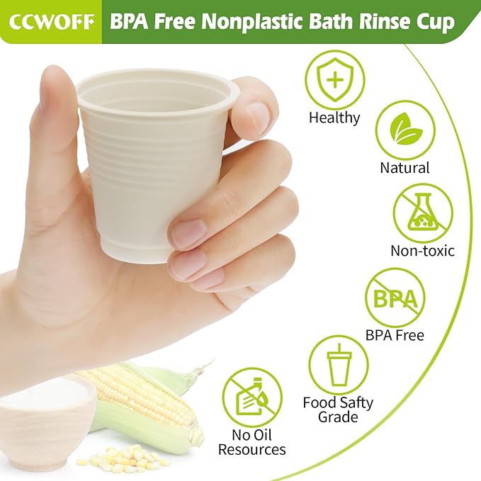 Compostable Disposable 3oz Bathroom Cups 100P Mouthwash Eco Friendly Plastic Paper Cups Biodegradable Bath Rinse Medicine Urine, Replace Mini Small Bathroom Cup 3 oz Paper Plastic Cup