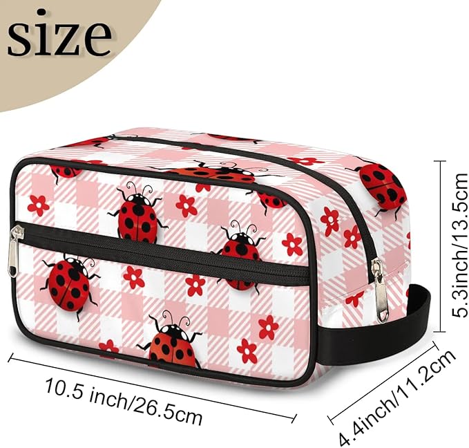 Kids Toiletry Bag for Boys Girls,Cute Ladybugs Travel Hanging Wash Bag Small Makeup Organizer Cosmetic Bag for Women Traveling Toiletries with Handle