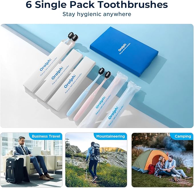 Morning Freshness Extra Soft Bristle Toothbrush with Charcoal & Silver Ions, 10000+ Ultra Soft Bristles for Sensitive Gums, Wide Head Soft Toothbrushes for Adults, Pregnant, Elderly, Braces (6 Pack)