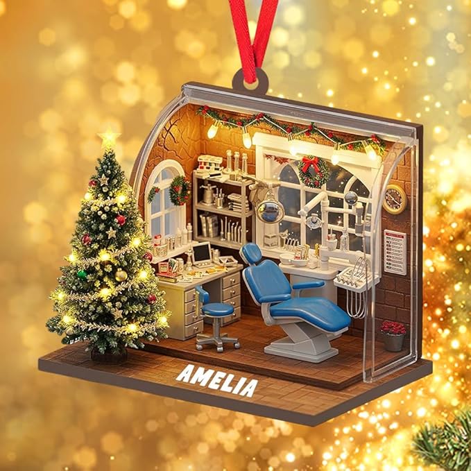 Custom Dentist Christmas Ornaments, Personalzied Christmas Dental Gifts, Custom Dentist Ornaments, Personalized Hanging Decor Dental Gifts 01