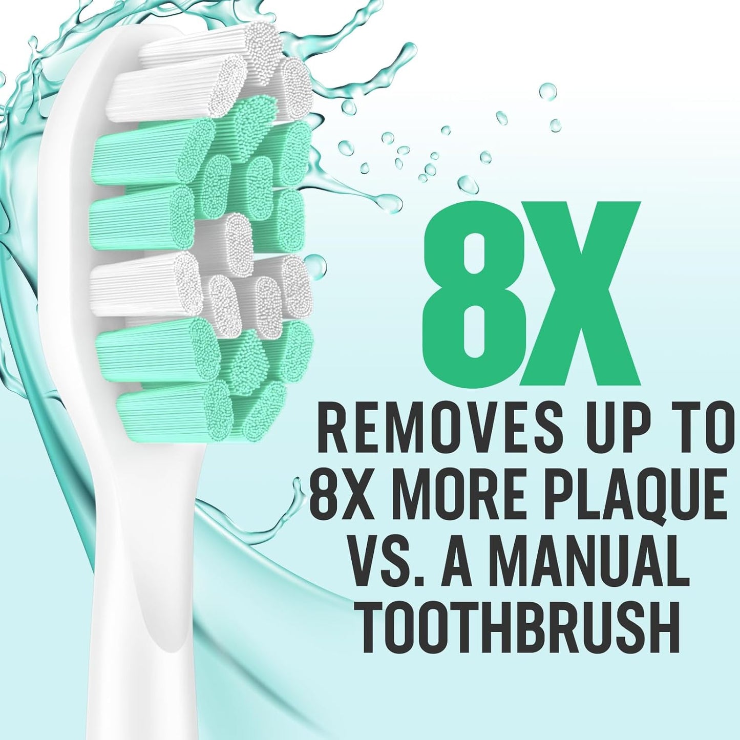 Aoremon Replacement Heads for Philips Sonicare ProtectiveClean 4100 5100 6100 and More Click-on Toothbrush, 8 Standard Replacement Toothbrush Heads