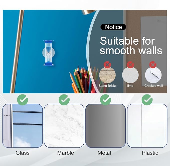 Hourglass Timer with Suction Cup, Toothbrush Timer Mini Plastic Sandglass Sand Clock Timers for Kids Toothbrush, Games, Classes, Cooking (Pack of 2)