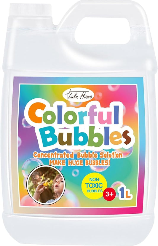 Lulu Home Concentrated Bubble Solution, 1 L/ 33.8 OZ Refill for Bubble Machines, Giant Wands, and Blowers - Up to 2.5 Gallons for Kids' Birthday Parties