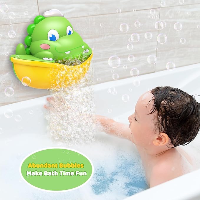 Bath Toys,Light-Up Bath Bubble Machine Automatic Bubble Maker Bathroom Toy for Kids Ages 1-3 4-8 Toddler Bathub Toy Dinosaur Toys for Kids 3-5