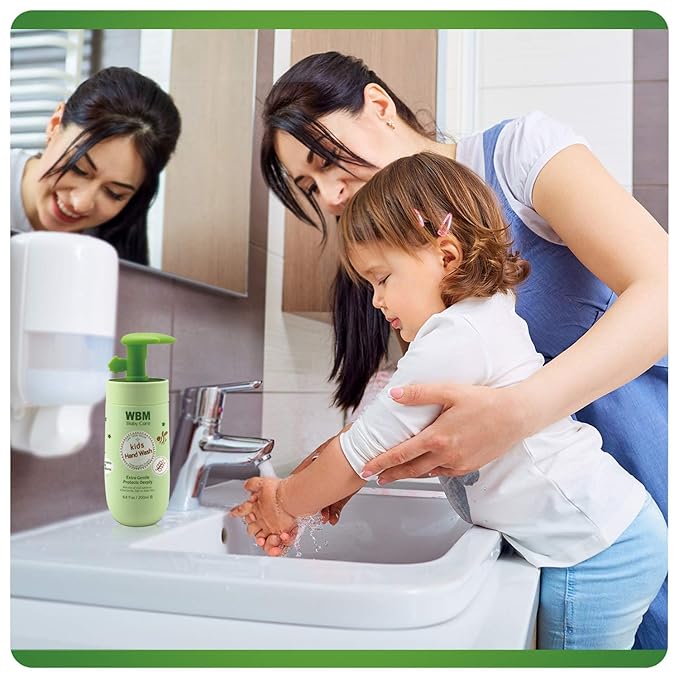 WBM Care Baby Natural Liquid Hand Soap 6.8 oz (Pack of 3) | Gentle Hand Wash with Honey, Wheatgerm & Organic Olive Oil | Moisturizing, Non-Toxic, Safe for Sensitive Skin