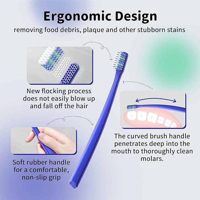 Soft MenToothbrushes with Dual Action Flossing Sprar Bristles Adult Manual Toothbrushes with Toothbrush Head Coves Helps in Teeth Whitening Remove Tea Coffee Stains (6 Count)