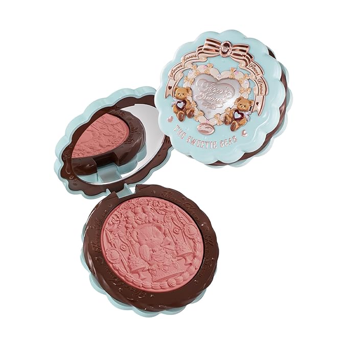 Flower Knows The Sweetie Bear Collection Silk Satin Blush,Seamless Soft Blendable Pressed Powder Pink Blush,Highly Pigmented & Long Lasting Natural Finish,0.18 Oz(05 Bear Biscuit)