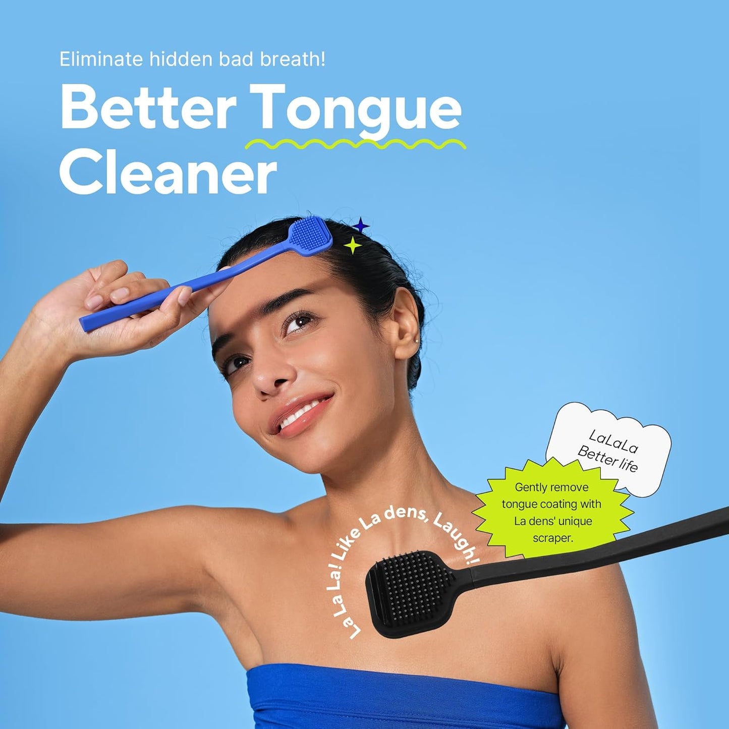 Tongue Scraper – Dual Scraper & 120 Micro Brushes for Fresh Breath, Soft TPE, Anti-Gag Design (White)