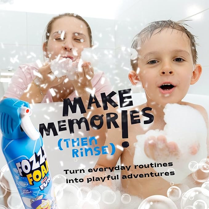 FOZZI’S Brilliant Blue Bath Foam Soap for Kids (3 Pack) - Fun Aerosol Spray - Fluffy Bubble Soap for Playtime - Gentle Cleanser Foaming Body Wash - Safe Bath Fun for Everyday Wash