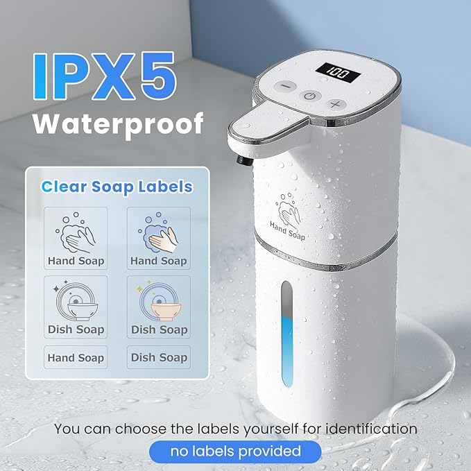 2 Pack Automatic Soap Dispenser, Touchless Liquid & Foaming Soap Dispensers, USB Rechargeable, 9-Level Adjustable Volume Control, 13.52oz/400ml, Wall Mount for Kitchen, Bathroom,Hotel, Easy for Kids