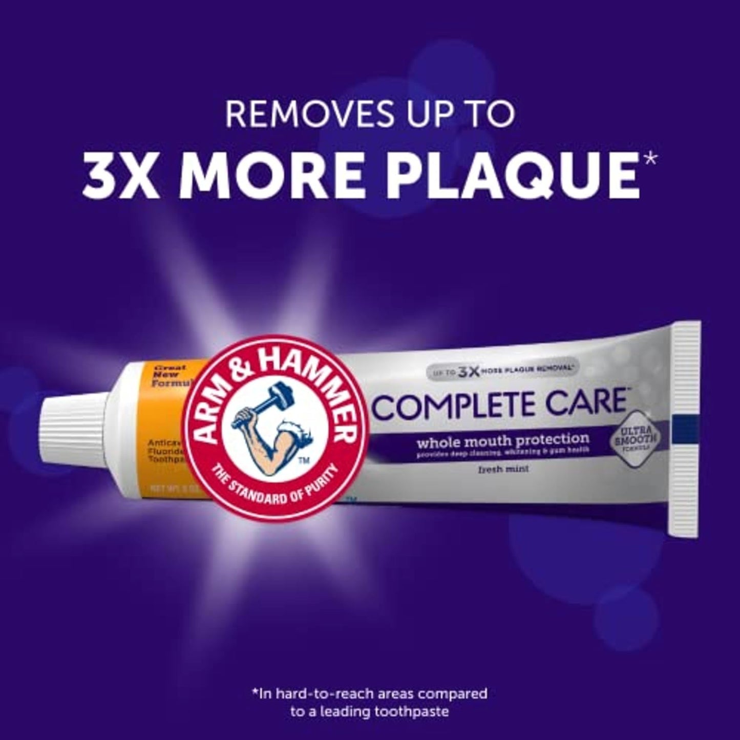 ARM & HAMMER Complete Care Toothpaste, Teeth Whitening Toothpaste with Baking Soda, Fluoride, Whole Mouth Protection, Fresh Mint Flavor, 6.0 oz (Pack of 4)