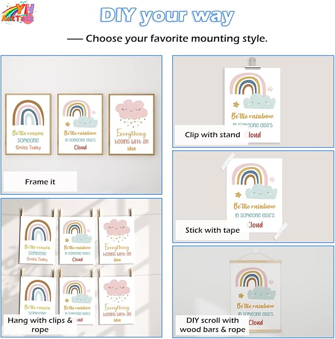 YOUHONG 3 Pieces Motivational Wall Decor Classroom Kids Toddler Room Decor Inspirational Quotes Wall Art Motivational Art Frameless Positive Quotes Durable Canvas Prints (12" W x 16" H x3)