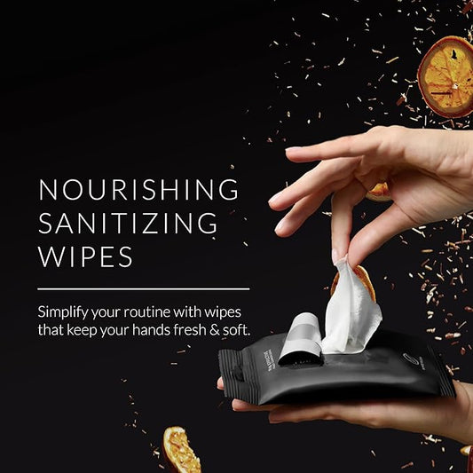 Noshinku – Bergamot Hand Sanitizer Wipes, 3-Pack (45 Towelettes) – Resealable Travel Wipes with Ethyl Alcohol, Aloe & Green Tea, Plant-Based Fiber, Essential Oil Scents, Cruelty-Free & No Dyes