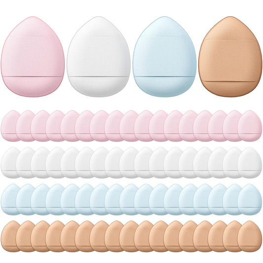 Gerrii 72 Pcs Finger Powder Puff Mini Makeup Sponge Soft Beauty Makeup Blender Puff for Foundation, Face Powder, Under Eye Setting, Concealer, Repair Cream, Cosmetic Tool (Pink, Beige, Blue, White)