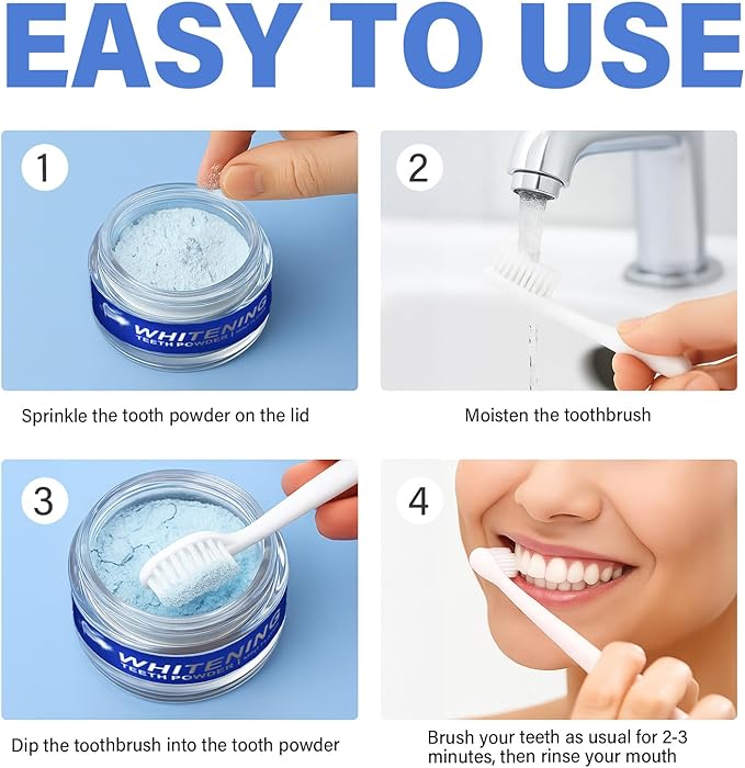 Teeth Whitening Powder, No Sensitivity-Enamel-Safe Toothpaste Whitening Powder for Coffee, Tea, Food