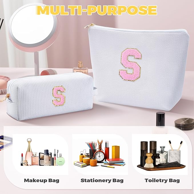 Gifts for Girls Teens Kids - Birthday Gift for Daughter Sister Her,Travel Essentials,Teen Girl Essentials,Cute Trendy Stuff Makeup Bag Set Cosmetic Bag - White,S
