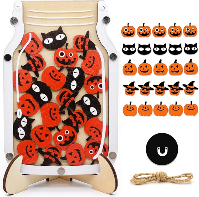 Magnetic Reward Jar for Kids, Classroom Reward System, Star Reward Jar, Incentive Good Behavior Responsibility Chart, Potty Training Rewards, Behavior jar for Boys Girls (Halloween)