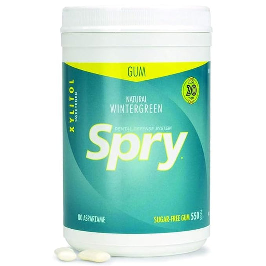 Spry Fresh Natural Xylitol Chewing Gum Dental Defense System - Aspartame-Free, Sugar-Free, Non-GMO, Gluten-Free (Wintergreen, 550 Count - Pack of 1)