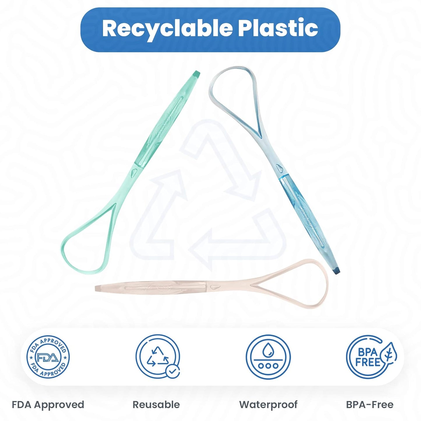 Dr. Nick’s White & Healthy Tongue Scraper (3 pack), Dentist Designed to Cure Bad Breath, Easy to Use Plastic Tounge Scraper Cleaner Maintains Oral Care for Adults (Green Blue & White)