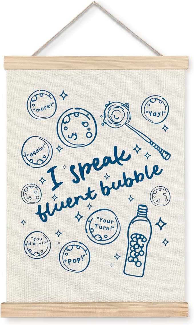Yomisex Blue Speech Therapy Wall Art Poster, Speech Therapist Gift, Slp Gifts, I Speak Fluent Bubble Mental Health Wall Art Framed for Counselor Therapy Office Decor, 12x16 Inch