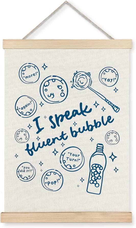 Yomisex Blue Speech Therapy Wall Art Poster, Speech Therapist Gift, Slp Gifts, I Speak Fluent Bubble Mental Health Wall Art Framed for Counselor Therapy Office Decor, 12x16 Inch