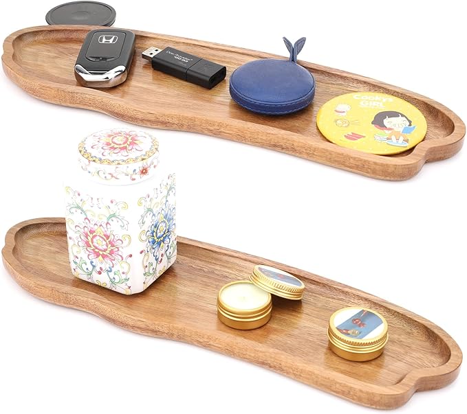 Fermus Wooden Tray 12.7 Inch Long Jewelry Dish Cosmetics Organizer Bathroom Clutter Wood Decorative Serving Platter Small Storage Tray, Cloud Shape