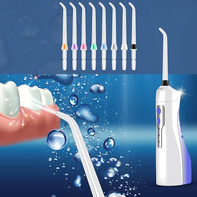 Nuanchu 8 Pieces Compatible with Waterpik Replacement Flossers Replacement Tips, Classic Jet Tips Flosser Refill Heads Replacement Heads for Water Toothpick (Classic Jet Tips)