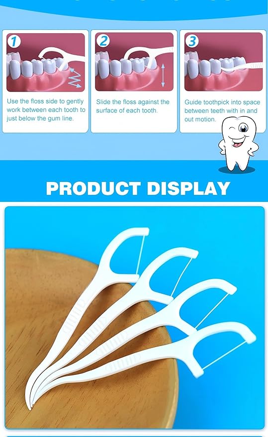 300 Count Professional Dental Floss Picks for Teeth Travel Pack, Picks Flosser for Adults Teeth Cleaning Dental Flossers for Family