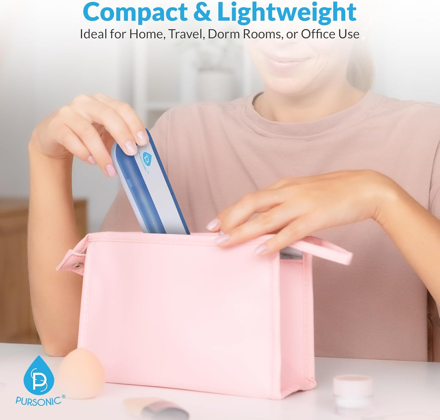 Pursonic Portable UV Toothbrush Sanitizer Case - Travel Toothbrush Sanitizer and Holder - For Electric and Manual Brush Heads with UV Light & Auto Shut Off Timer