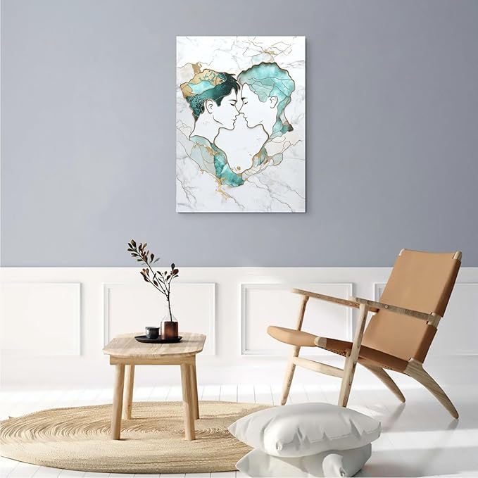 SchindlerBang Male Erotic Art Poster,Colorful LGBTQ+ Couple Canvas Painting,Contemporary Bedroom Decor for Men,Living Room,or Studio,Canvas Art Gift,12x16inch Ready to Hang