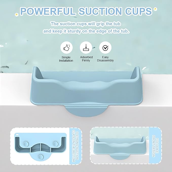 Portable Hair Washing Station for Kids, Toddlers, Tear-Free Shampoo Bowl with Neck Support, Silicone Hair Wash Basin for Sink or Bathtub,Blue